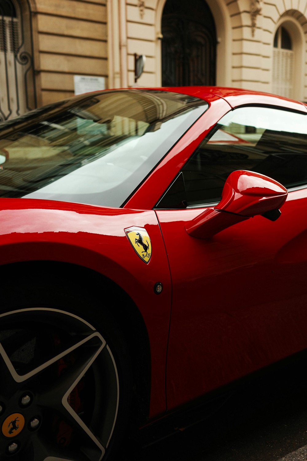 Red Ferrari F8 side detail